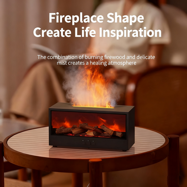 Fireplace flame lamp humidifier | Birthday gifts for boys and girls | Ambient aromatherapy night light | Bluetooth speaker