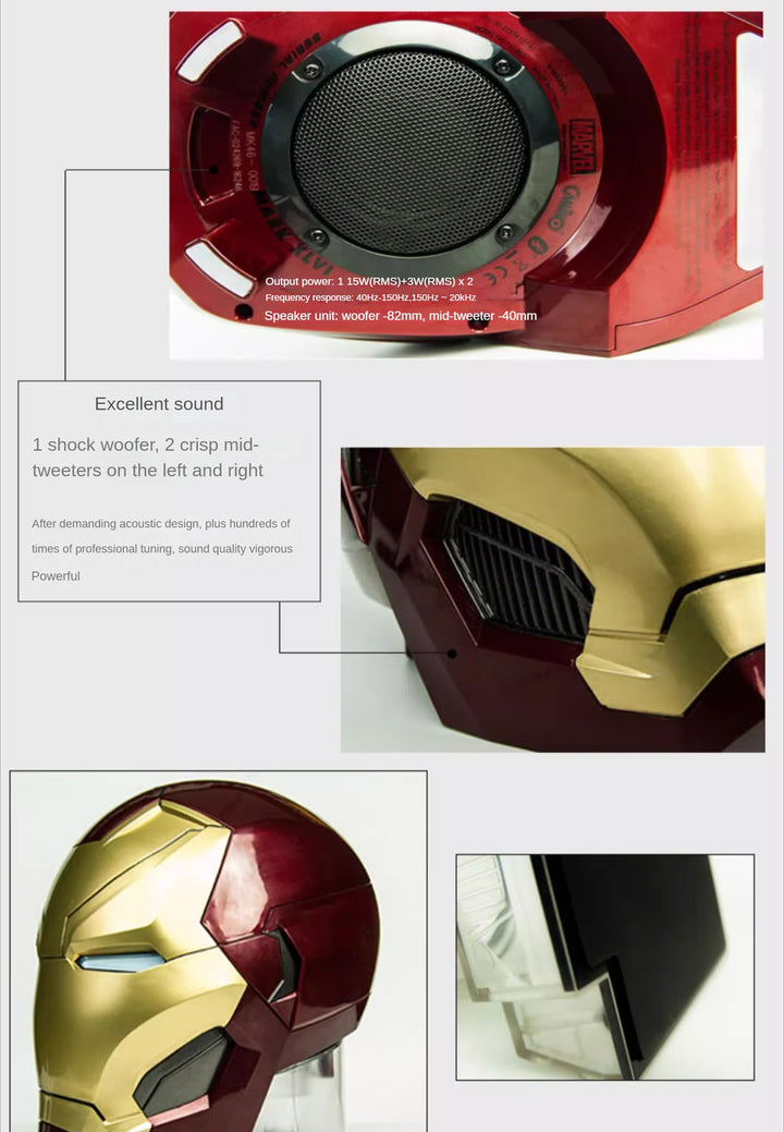 captain america civil war iron man helmet bluetooth speaker Camino 1:1 ironman helmet shaped Bluetooth wireless speaker – hammer62