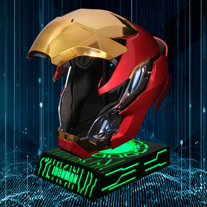 iron man helmet for men US | Mechahead realistic MK5 MK50 MK17 IronMan Mask | English Voice Control | 1: 1 Real Person Wearable Velowave Electric Bike Charger this helmet not only SKU:FX4000FC Empreinte leather