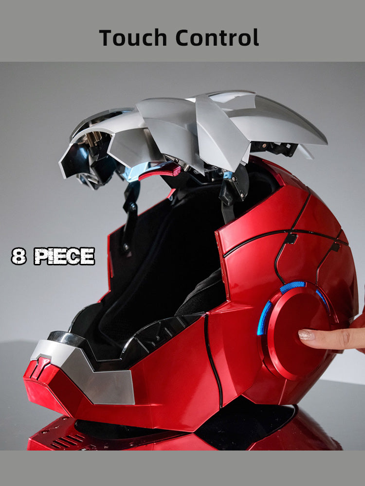 iron man helmet auto open Iron-Man MK5 Silver Motorized Cosplay Helmet, Voice, Touch & Remote Control man superhero mask and you will look like a real superhero In Stock Upgraded Iron Man