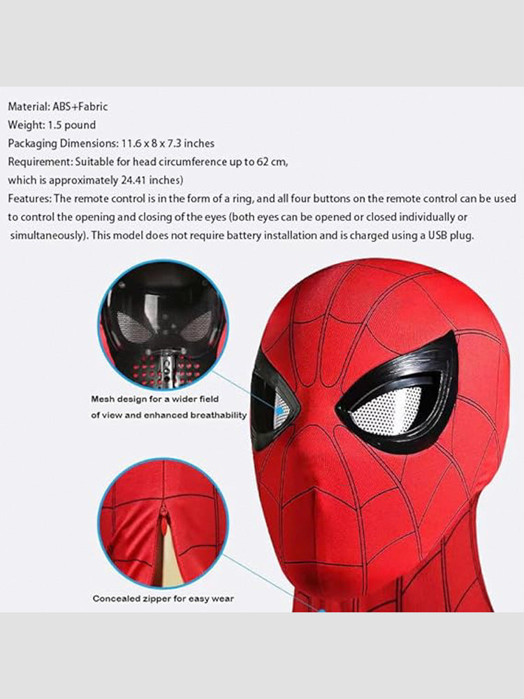 US Stock(Delivered in 3-7 days) | Movable eyes Spiderman Mask | Ring Remote Control | breathable material
