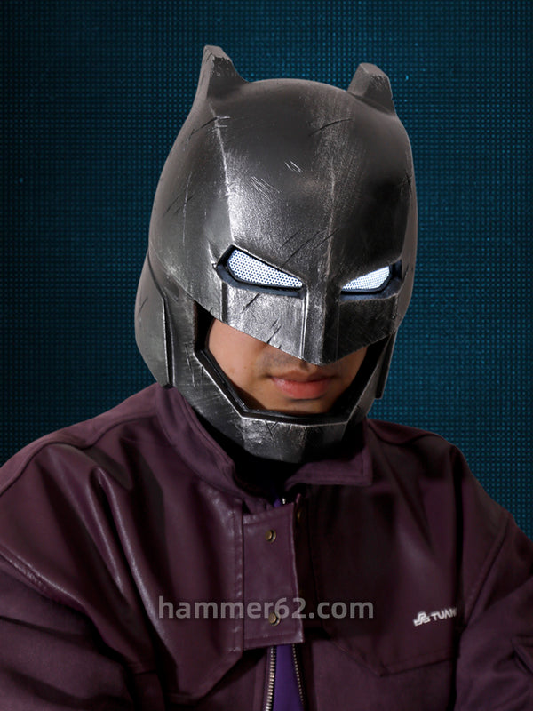 handmade | High-quality craftsmanship edition | Batman helmet mask with glowing eyes | War damage coating