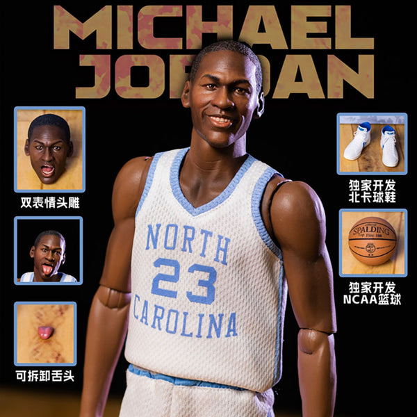 nba wax figure-level star | North Carolina Jordan Action Figure | two heads