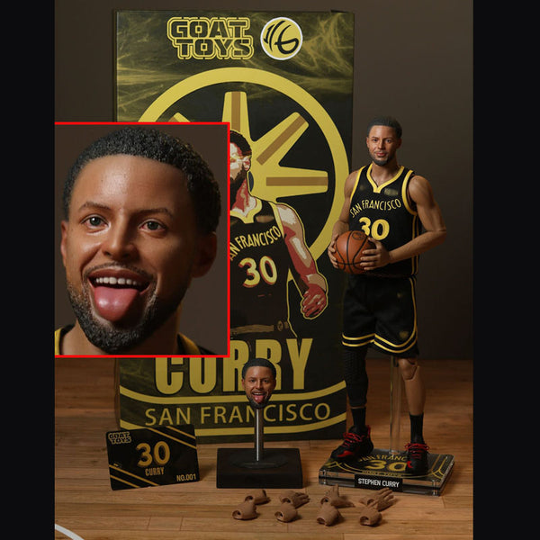 nba wax figure-level star | 1/6 Curry Warriors City Edition Double Headed Set | two heads