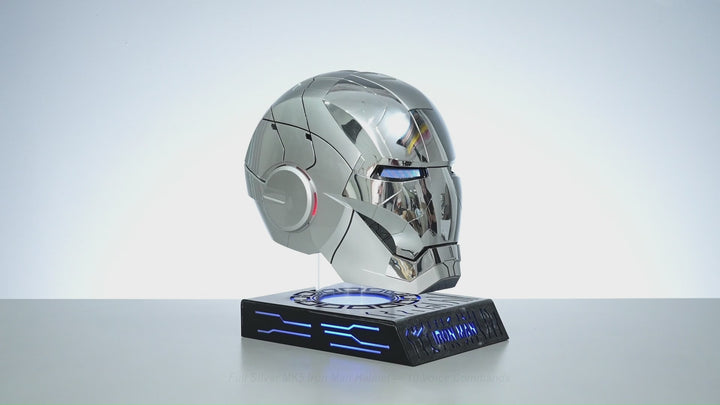 AutoKing | Silver MK5 Iron Man Helmet — Jarvis Voice Control | 1:1 Wearable Cosplay