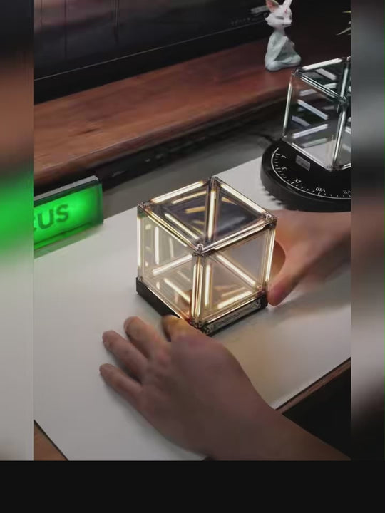 Magnetic levitation hypercube four-dimensional space desktop technological sense ornaments e-sports room atmosphere lamp gift boys abyss lamp