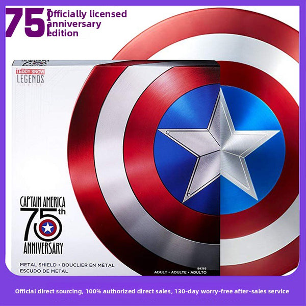 Marvel Peripheral 75th Anniversary Captain America Shield Full Metal 1-to-1 Vibrant Gold Battle Loss Team America's Round Shield Ornament